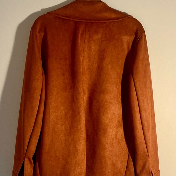 Women's Rust Brown Trench Coat with Notch Lapel - Picture 2 of 6